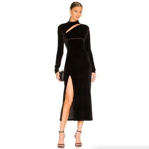 L’Academie Callo Midi Dress in Black Velvet